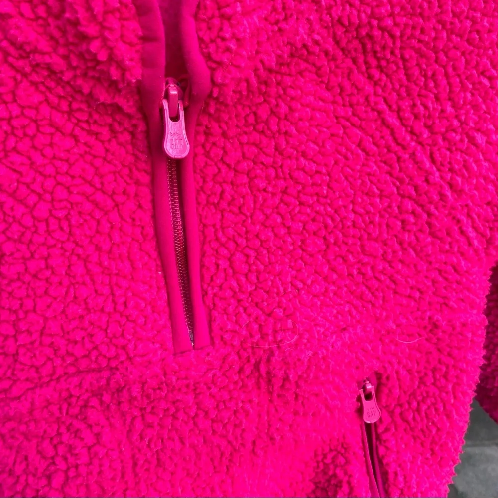 Baby Gap Pink Sherpa Pullover Jacket Size 3T Half Zip Fuchsia